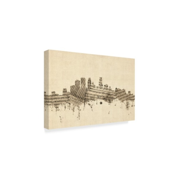 Michael Tompsett 'Minneapolis Minnesota Skyline Sheet Music Cityscape' Canvas Art,16x24